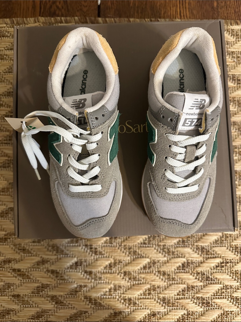 New Balance Gray Sneakers with Green N Logo - Picture 4 of 4